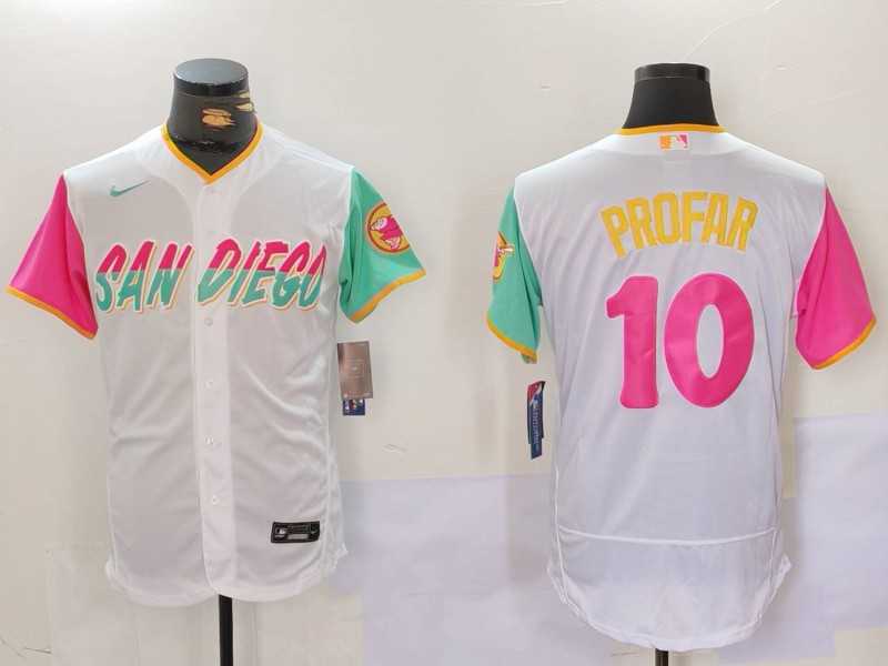 Men%27s San Diego Padres #10 Jurickson Profar White 2023 City Connect Flex Base Stitched Jersey->san diego padres->MLB Jersey